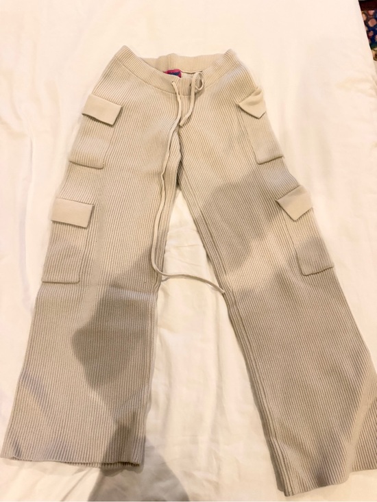 Pants - EDIKTED Beige Ribbed Cargo Knit Pants